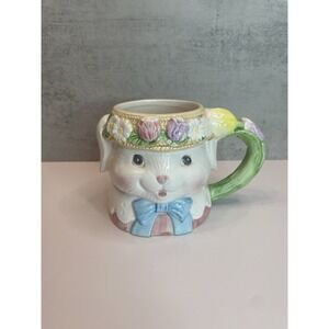 Vtg Made In Taiwan Easter Bunny Spring Mug 4"